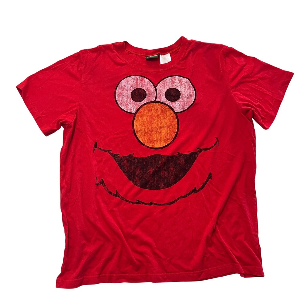 Sesame Street Elmo Big Face Graphic T-Shirt Red Mens XL Short Sleeve RN88147